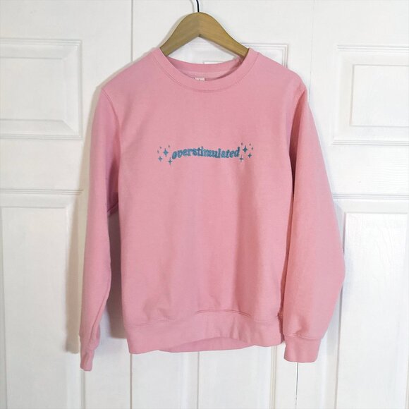 Overstimulated Crewneck Sweatshirt in Pink - Picture 2 of 5